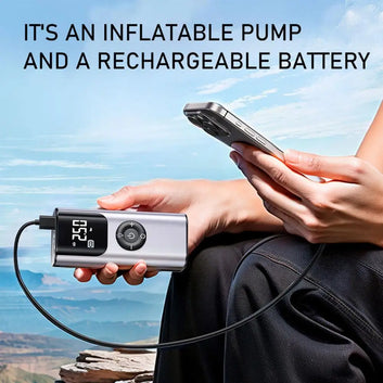 Cordless Air Compressor for Car Tires - Portable Wireless Air Pump with Digital Gauge, LED Light for SUV Truck Motorcycle