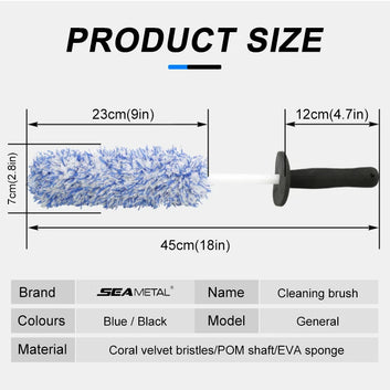 SEAMETAL Microfiber Car Wash Brush Cleaning Gloves Plastic Handle Wheel Brush Double-Side Absorbent Clean Glove Car Washing Tool