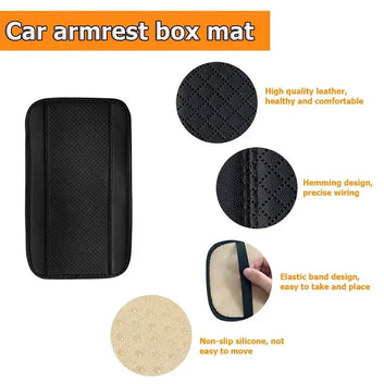 Car Armrest Storage Box Mat, Leather Car Center Console Cover Protector, Auto Interior Accessories for 90% Automotive SUV Truck