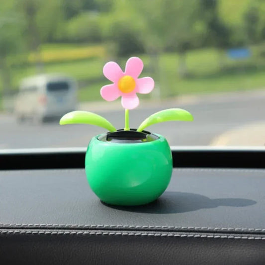 Unique Apple-Shaped Solar Flower Car Decoration