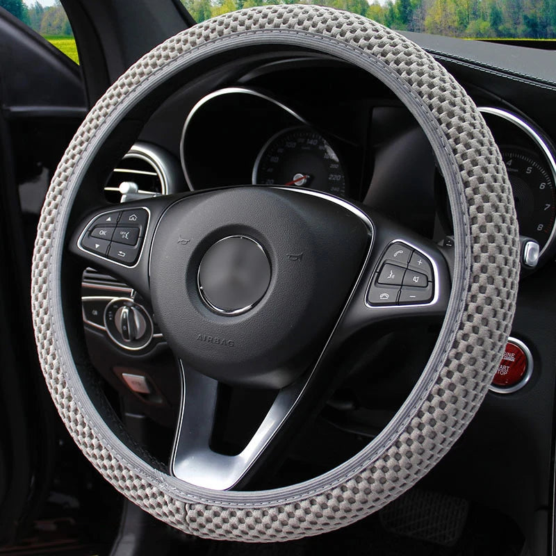 38cm Four Seasons Car Steering Wheel Cover Elastic Round/D Shape Universal Steering Wheel Cover Non Slip Car Auto Accessories