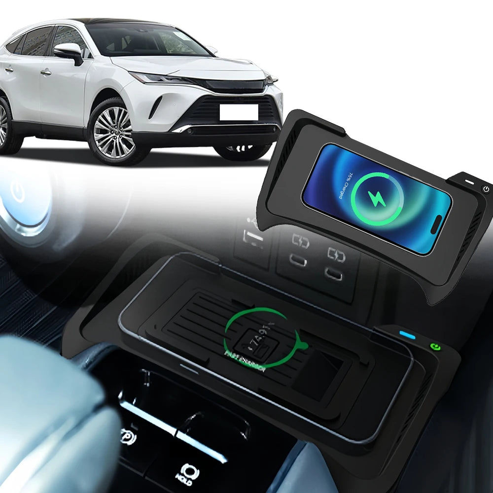 Car wireless charger for Toyota Harrier/Venza 2023-2025 15w fast charger car phone charger charging pad panel charging holder