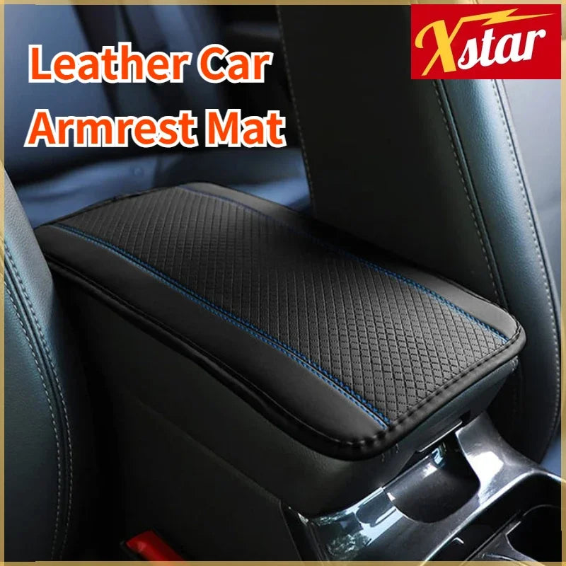 Car Armrest Storage Box Mat, Leather Car Center Console Cover Protector, Auto Interior Accessories for 90% Automotive SUV Truck