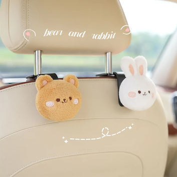 Cute Bear Rabbit Car Seat Back Hook Storage Headrest