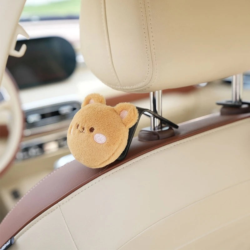 Cute Bear Rabbit Car Seat Back Hook Storage Headrest