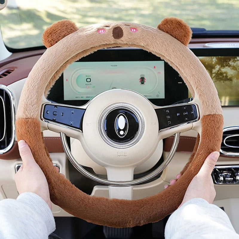 Capybara Plush Car Steering Wheel Cover