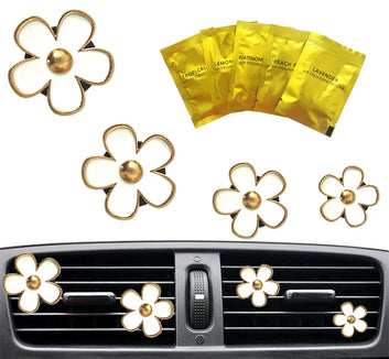 4Pcs/Set Car Outlet Vent Perfume Clips Car Air Freshener Conditioning Aromatherapy Small Daisy Interior Decoration Accessories